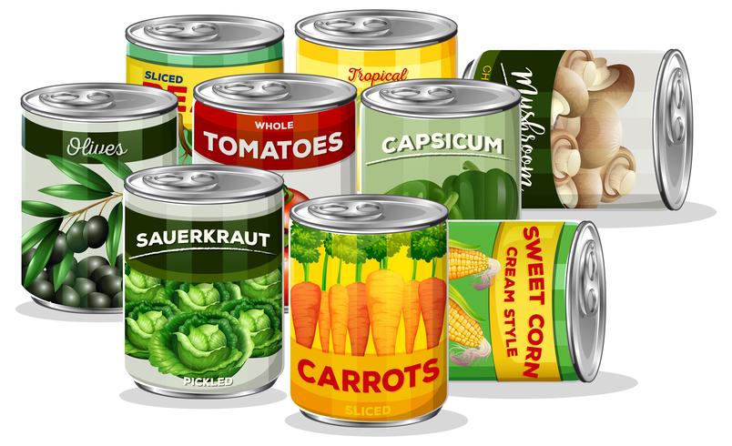 Set of canned vegetable vector