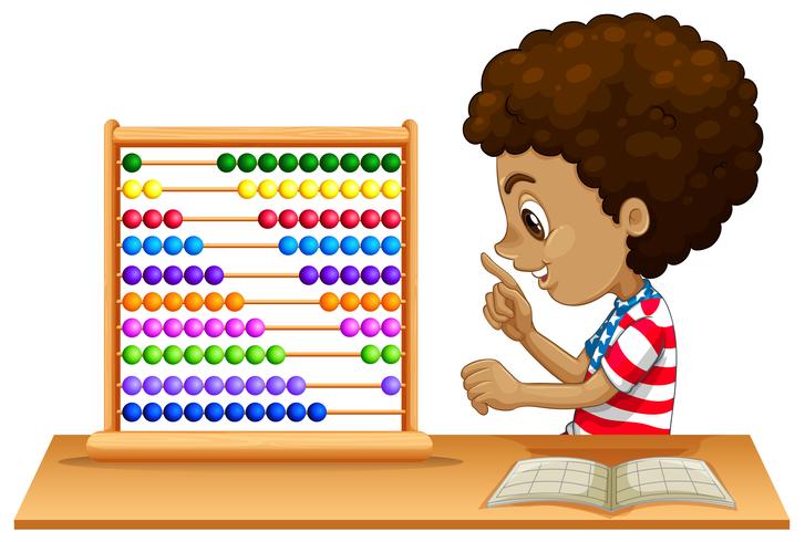 An african kid learning abacus vector