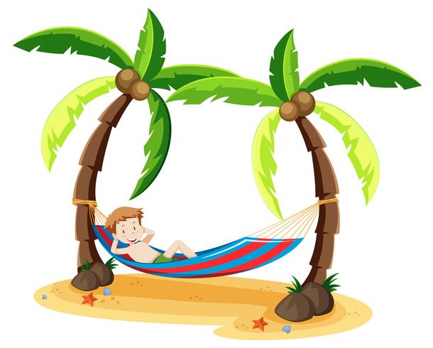 A Boy Chilling Under the Coconut Tree vector