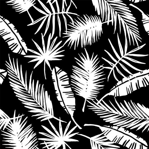 Seamless exotic pattern with tropical plants. vector