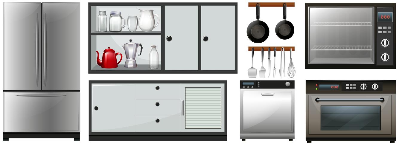 Electrodomésticos de cocina y muebles. vector