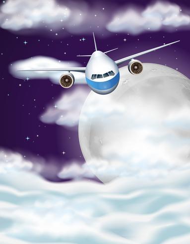 Airplane flying in sky at night time - Download Free Vector Art, Stock Graphics & Images