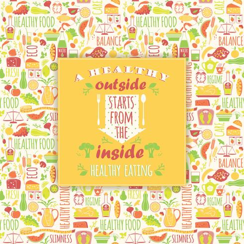 Healthy eating background with quote. vector