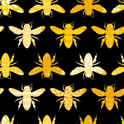 Seamless geometric pattern with bee. vector