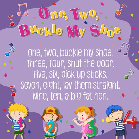 One two buckle my shoe poster vector