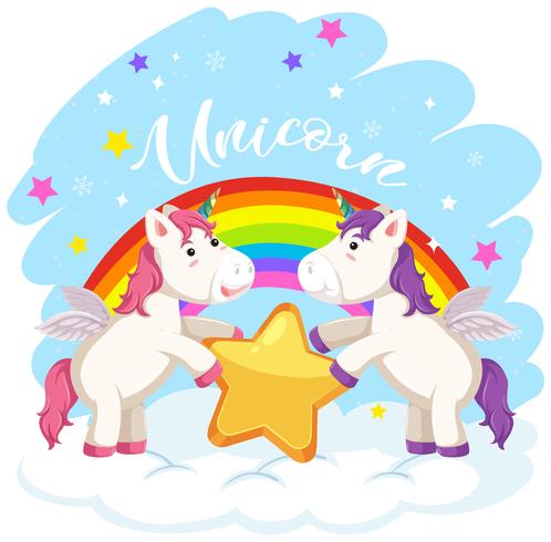 Unicorn on the sky vector