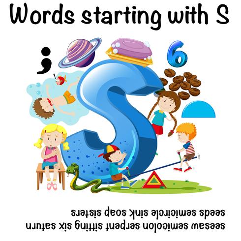 Educational poster design for words starting with S vector