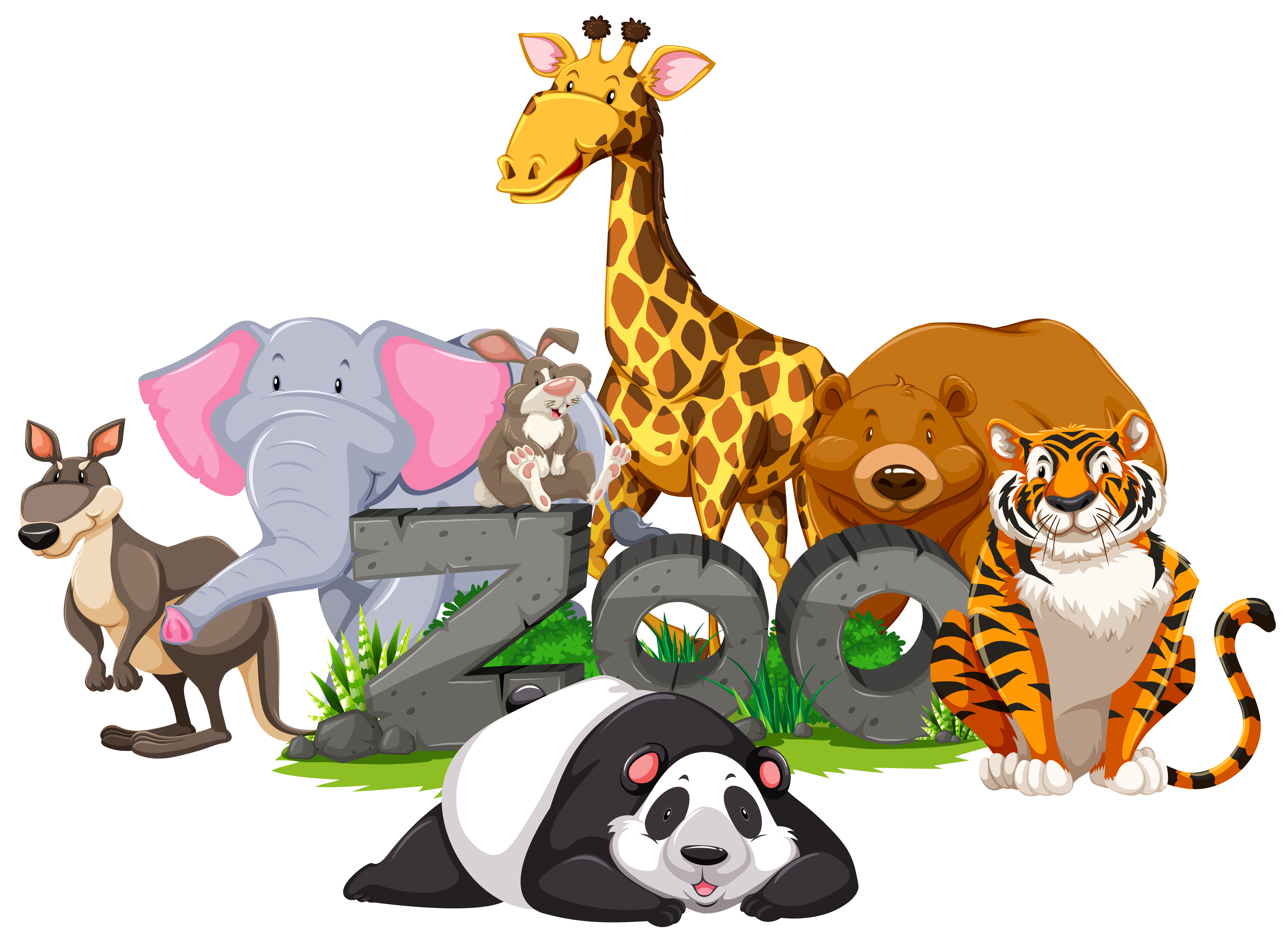 Wild animals around the zoo sign - Download Free Vectors ...