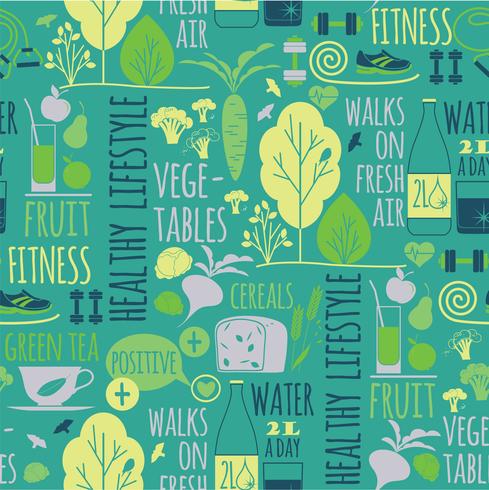 Healthy lifestyle seamless background. vector