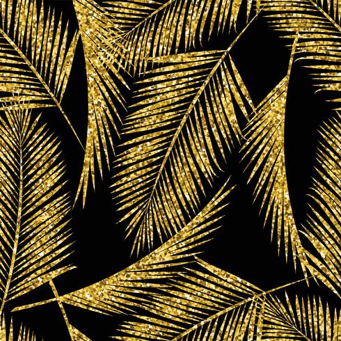 Seamless exotic pattern with palm leaf silhouettes. vector