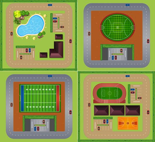 Sport fields and courts vector