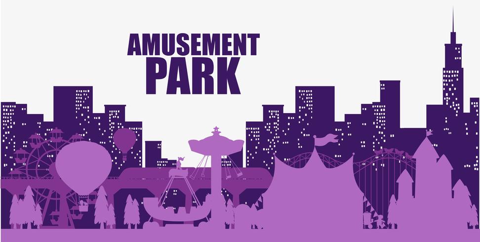 A silhouette amusement park template vector