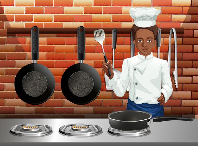 A Professional Chef Cooking Food vector