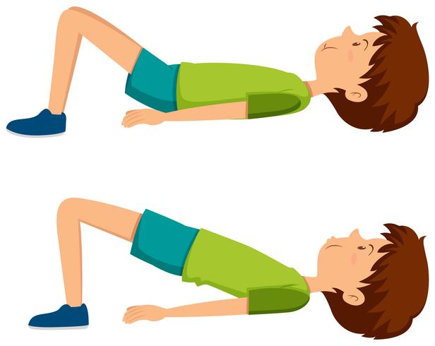 Boy doing hip exercises vector