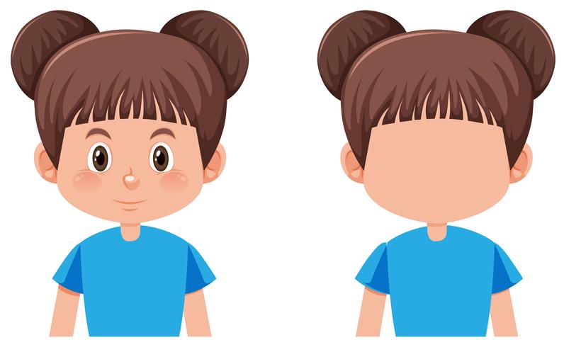 Una morena de pelo bollo niña vector