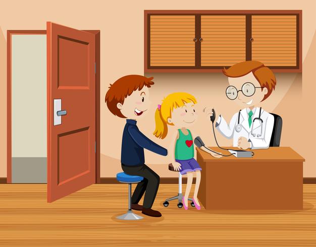 Father and daughter meet doctor - Download Free Vector Art, Stock Graphics & Images