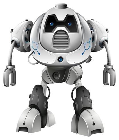 Robot with blue eyes on white background vector