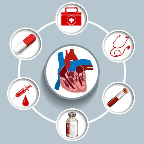 Infografía con equipamiento médico. vector