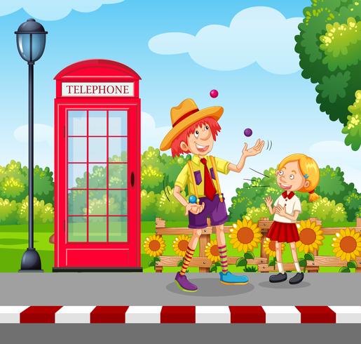 A Man Juggling on Street Side vector