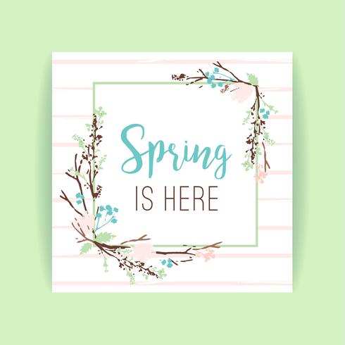 Spring frame of branches and leaves. vector