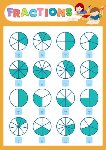 Una hoja de cálculo de fracciones matemáticas vector