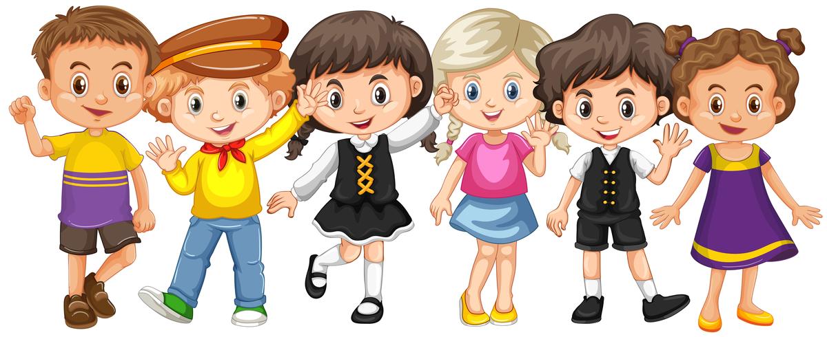 Many kids with happy face vector