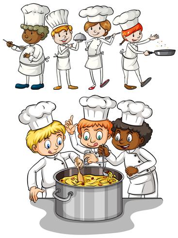 Set of chef cooking vector