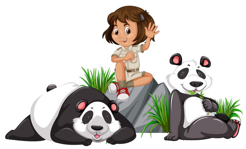 Un encargado de panda sobre fondo blanco vector