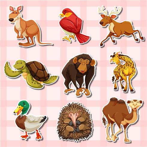 Sticker design with different types of animals - Download Free Vector Art, Stock Graphics & Images