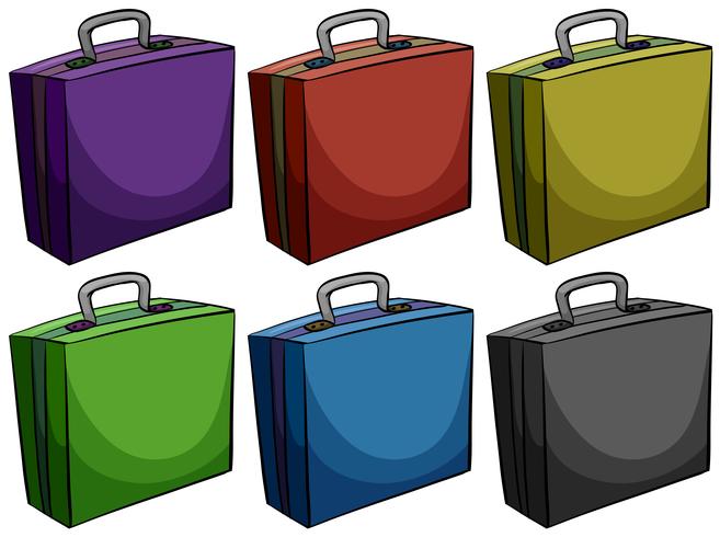 Briefcases in six colors vector