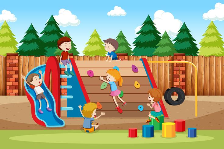 Children playing in playground vector