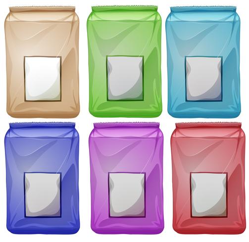 Set of colourful pouches vector