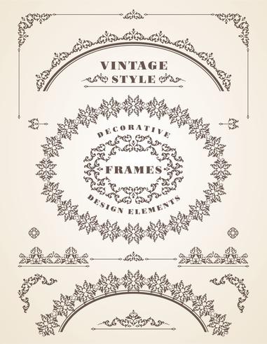 Set of Retro Vintage Frames and Borders. vector