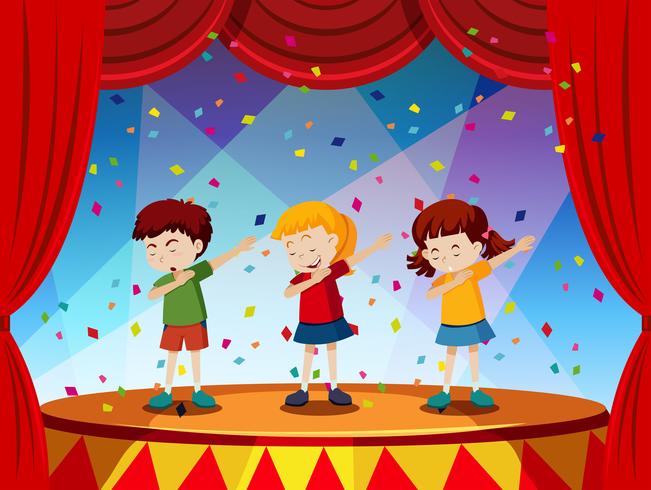 Group of children perform on stage - Download Free Vector Art ...