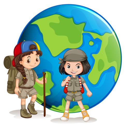 Girl scouts ready for hiking - Download Free Vector Art, Stock Graphics & Images