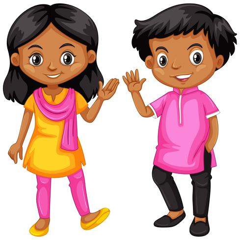 Niña y niño de la india vector