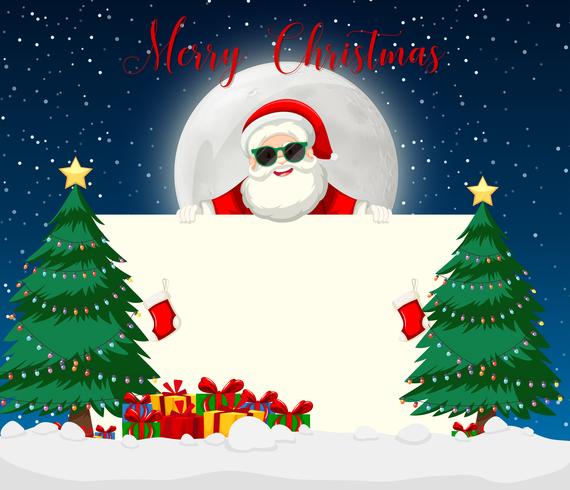 Merry chirstmas santa with sunglasses vector