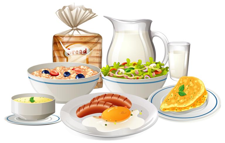 Conjunto de comida de desayuno vector