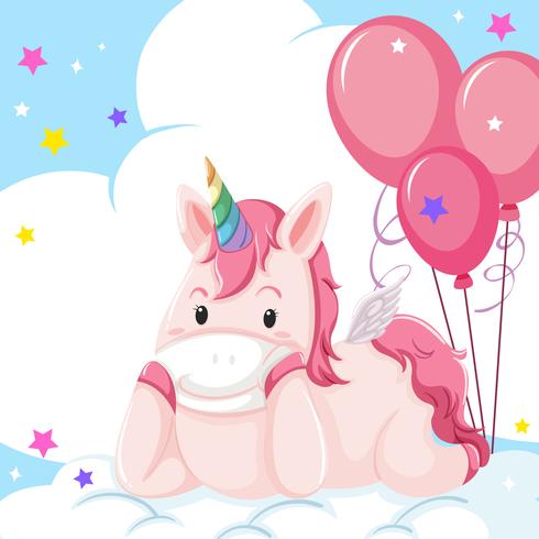 A unicorn character on cloud vector