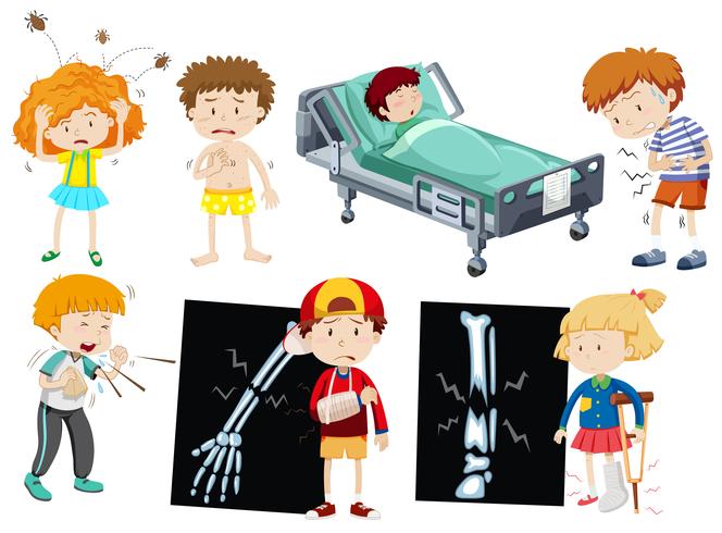 Children with different sickness vector