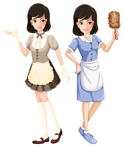 Maid character with uniform vector