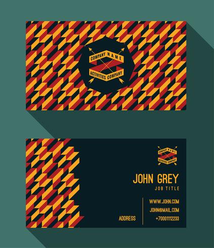 Business card template, vintage retro background with geometric  vector