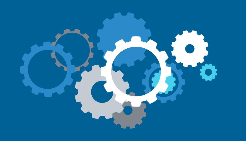 Gears on blue background vector