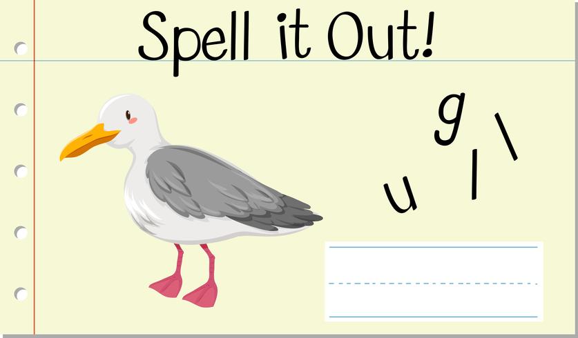 Spell English word gull vector