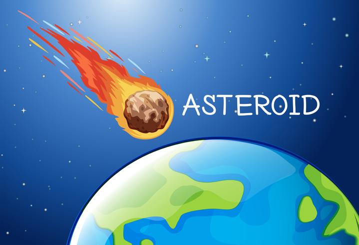 Asteroide volando en el espacio. vector