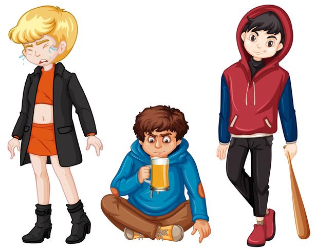 Set of urban troble kids vector