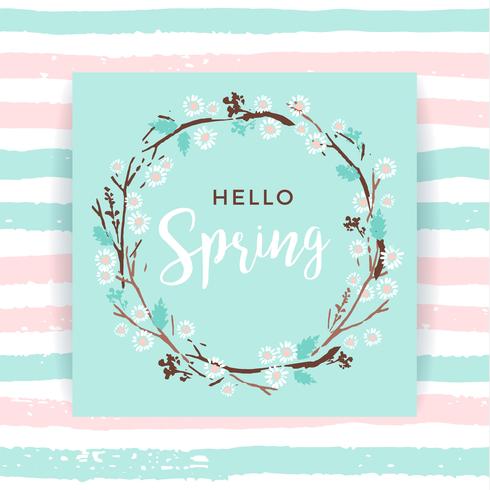 Spring frame of branches and leaves. vector