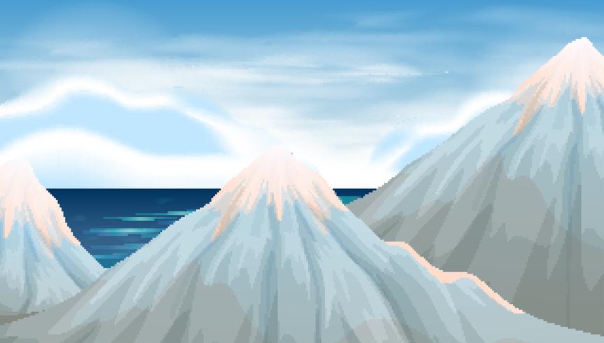 Background scene with ice on mountains vector