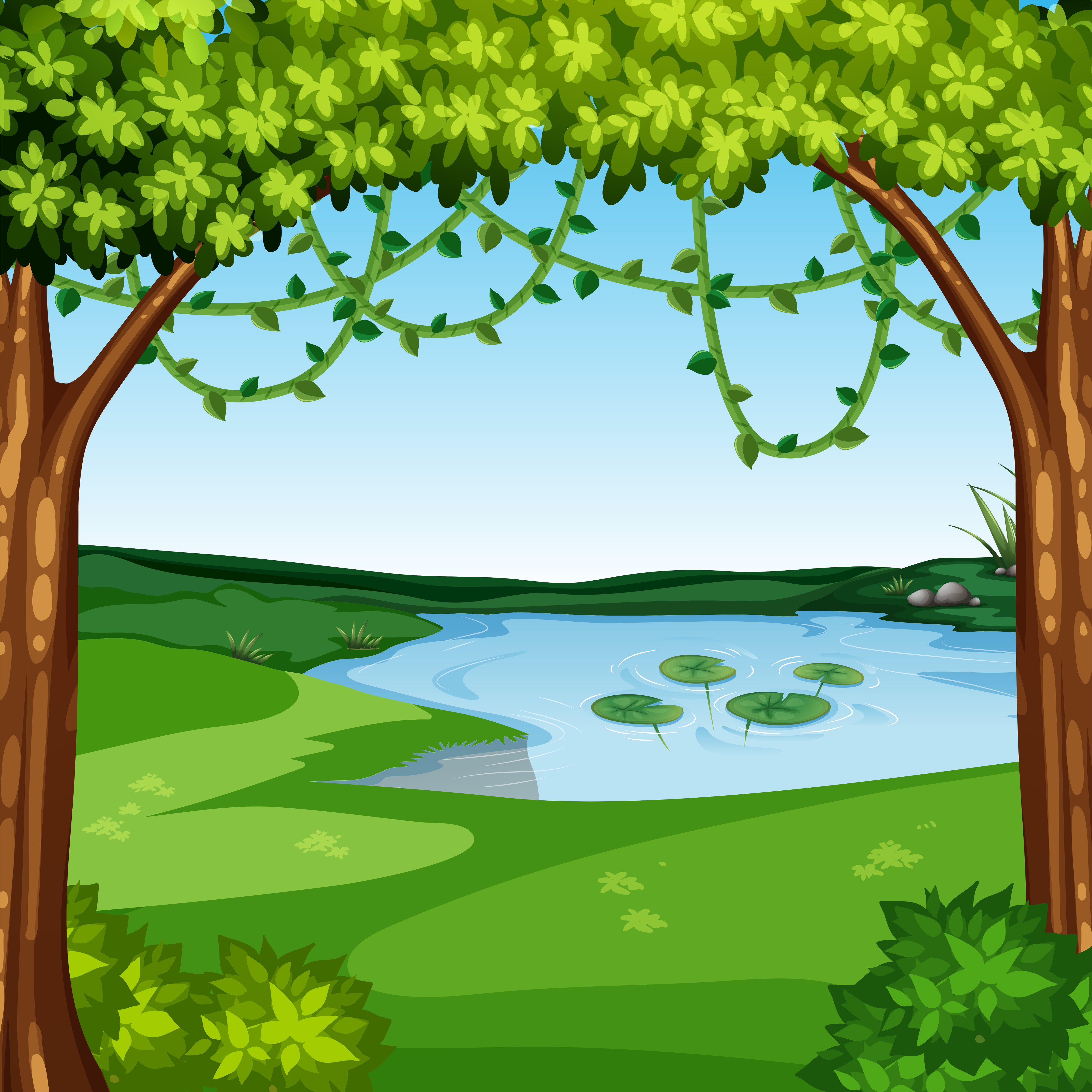 A beautiful jungle landscape 293145 - Download Free Vectors, Clipart Graphics & Vector Art