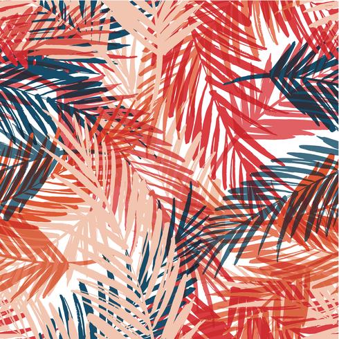 Seamless exotic pattern with palm leaves. vector